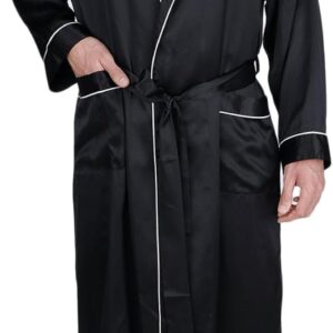 Men Luxury Silk Sleepwear 100% Mulberry Silk Long Robe Kimono