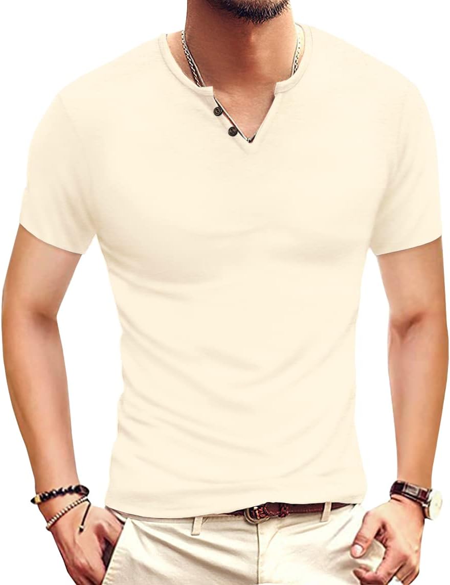 Men Casual Slim Fit Basic Henley Long Sleeve Fashion T-Shirt - Image 2