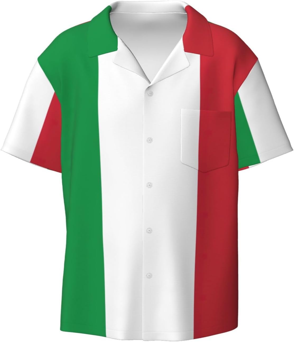 Italian Flag Men Shirt Short Sleeved Color Button Down Beach Shirt Tropical Holiday - Image 2