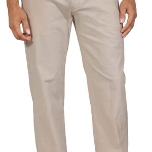 Men's Casual Linen Blend Relaxed Fit Straight Legs Elastic Waist Pants