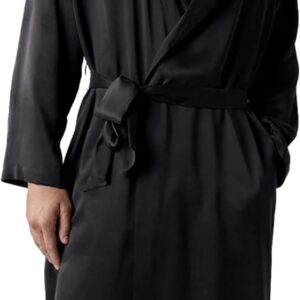 Men Washable Silk Robe - Thermoregulating, Lightweight Silk Robes for Men - Small to XX-Large