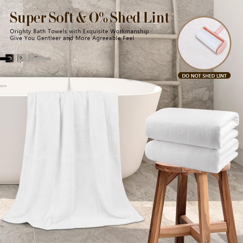 Bath Towels Pack of 2(27’’ x 54’’) - Soft Feel White Bath Towel, Highly Absorbent Bathroom Towels for Body, Quick Drying, Towel for Sport, Yoga, SPA, Fitness - Image 2