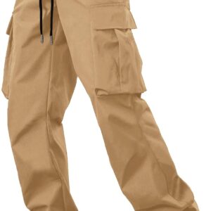 Men's Casual Cargo Pants Workout Joggers Stretch Sweatpants Hiking Drawstring Tactical Pants with Multi Pockets