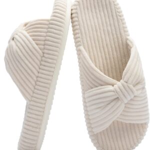 Slippers for unisex Memory Foam House Bedroom Corduroy Bow Crossbands Slide Slipper Shoes Comfy Trendy Gift Slippers
