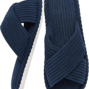House Slippers for unisex Memory Foam Bedroom Slippers Corduroy Open Toe Slides Shoes Indoor and Outdoor