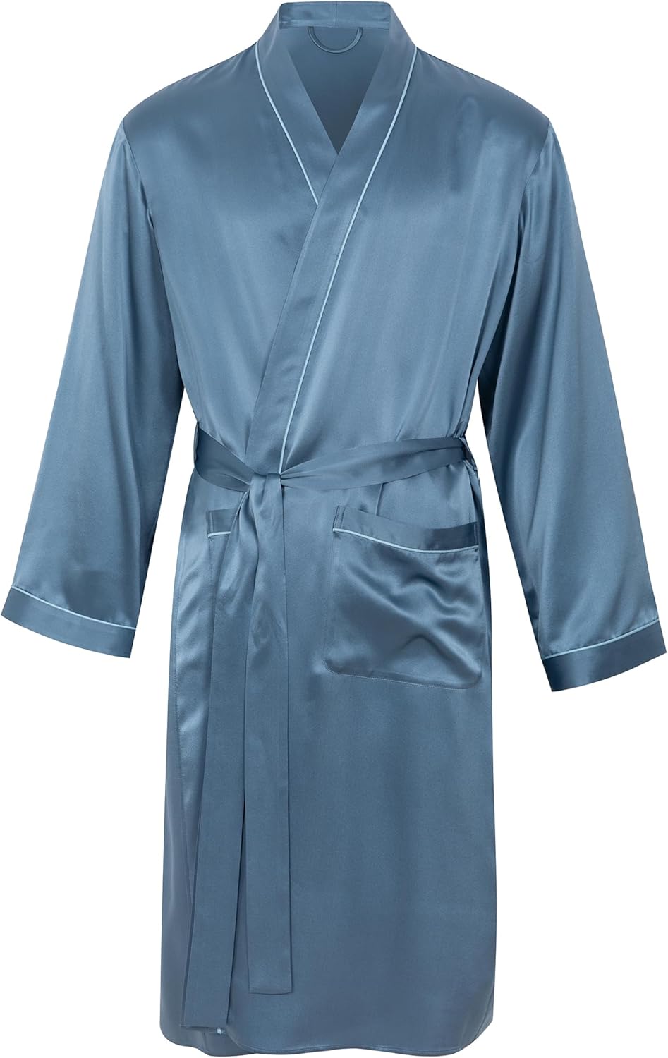 Men Real Silk Robe Luxury Lightweight Bathrobe for Men Long Sleeve Mulberry Silk Sleepwear