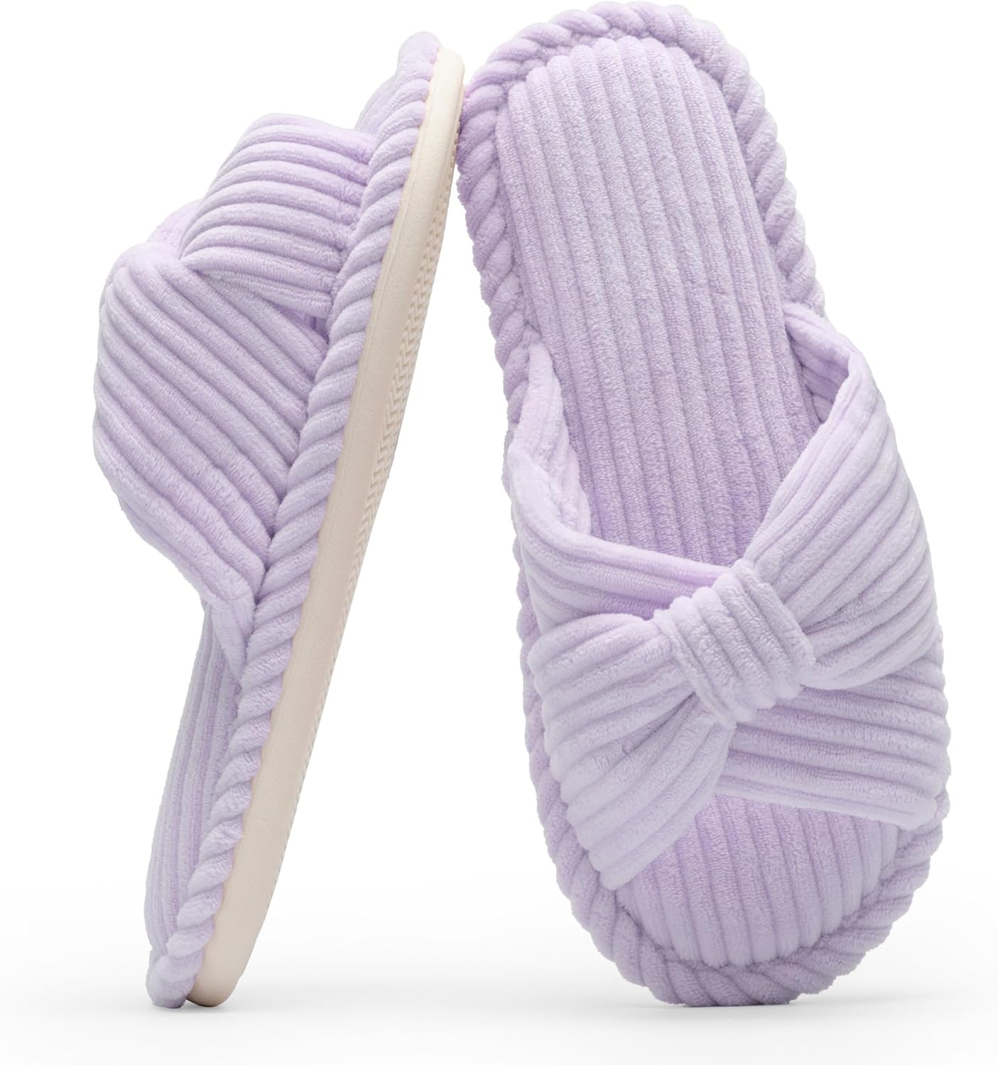 Slippers for unisex Memory Foam House unisexs Slipper Slides Home Bedroom Bathroom Spa Open Toe Corduroy Bow Slippers Cozy Comfortable
