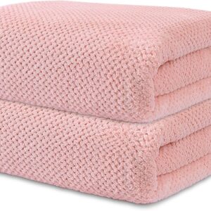2 Pack Bath Towel Set, Bigger Size Waffle Bath Towel Set, Super Soft Highly Absorbent, Sturdy Quick Drying Towels for Bathroom, Gym, SPA, Yoga (2 Piece 27" x 55", 2 LightPink)