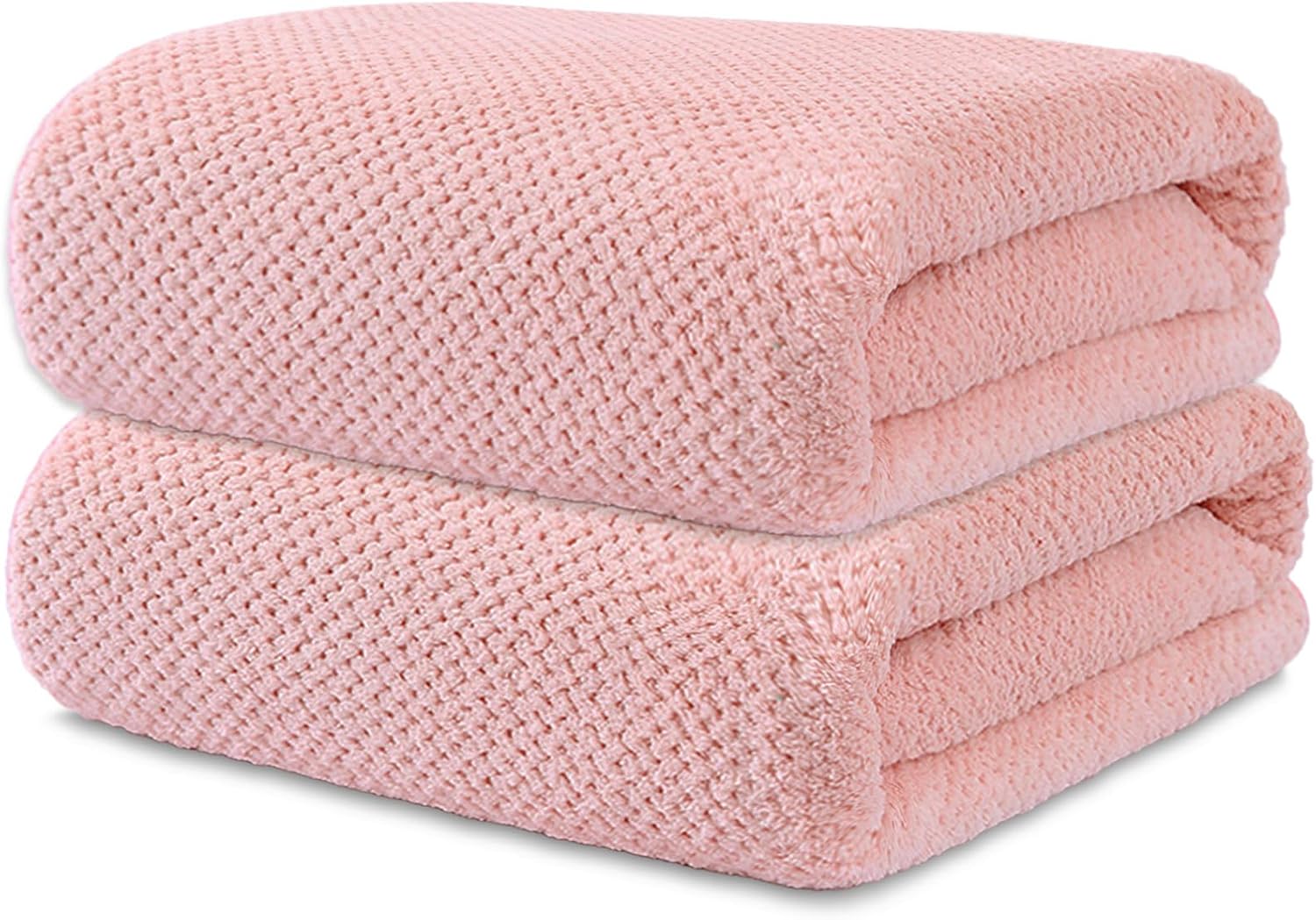 2 Pack Bath Towel Set, Bigger Size Waffle Bath Towel Set, Super Soft Highly Absorbent, Sturdy Quick Drying Towels for Bathroom, Gym, SPA, Yoga (2 Piece 27" x 55", 2 LightPink)