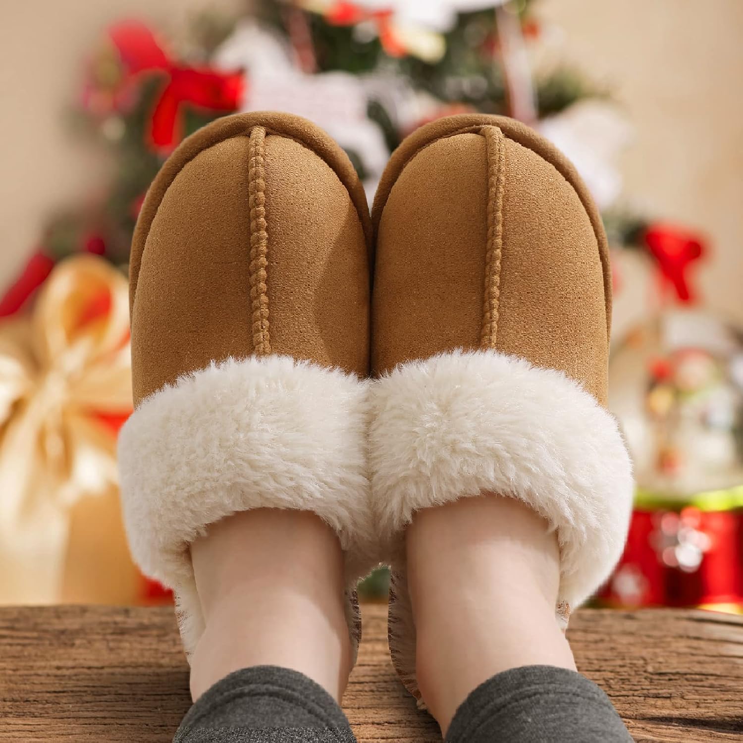 unisex's Fuzzy Memory Foam Slippers Fluffy Winter House Shoes Indoor and Outdoor - Image 2