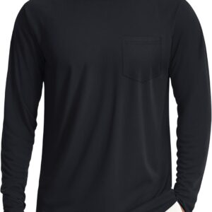 Men's Long Sleeve T-Shirts Cotton Casual T Shirts for Men Breathable Comfort Tee Shirts with Pocket