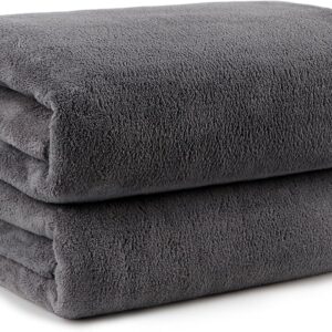 Bath Towels Pack of 2(27'' x 54'') - Soft Feel, Highly Absorbent, Quick Drying Microfiber for Body, Sport, Yoga, SPA, Fitness - Grey