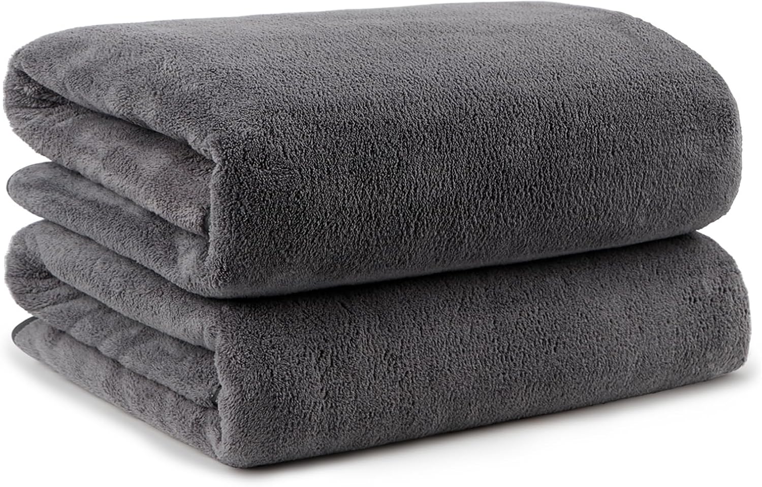 Bath Towels Pack of 2(27'' x 54'') - Soft Feel, Highly Absorbent, Quick Drying Microfiber for Body, Sport, Yoga, SPA, Fitness - Grey