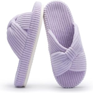 Slippers for unisex Memory Foam House Bedroom Corduroy Bow Crossbands Slide Slipper Shoes Comfy Trendy Gift Slippers