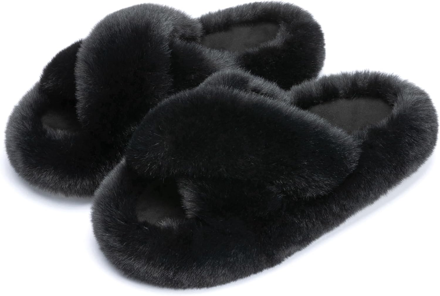 unisex's Blue Memory Foam Faux Fur Lined Open Toe Slippers for unisex - US 12