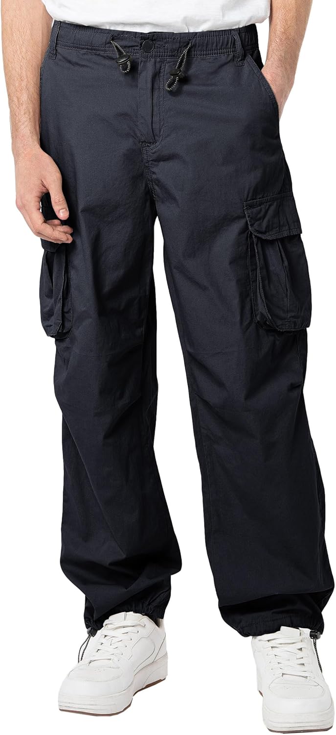 Men's Cargo Pants Trendy Casual Loose Fit Stretch Elastic Waist Work Pants Streetwear - Image 2