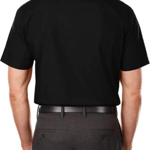 Men Short Sleeve Dress Shirt Regular Fit Poplin Solid