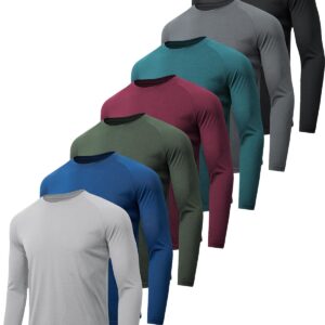 7 Pack Long Sleeve Shirts for Men UPF 50+ UV Sun Protection Quick Dry Moisture Wicking Workout Tee Shirts