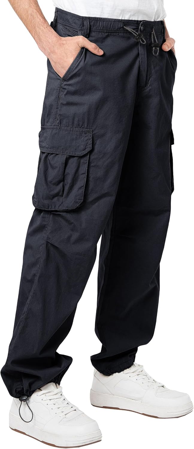 Men's Cargo Pants Trendy Casual Loose Fit Stretch Elastic Waist Work Pants Streetwear