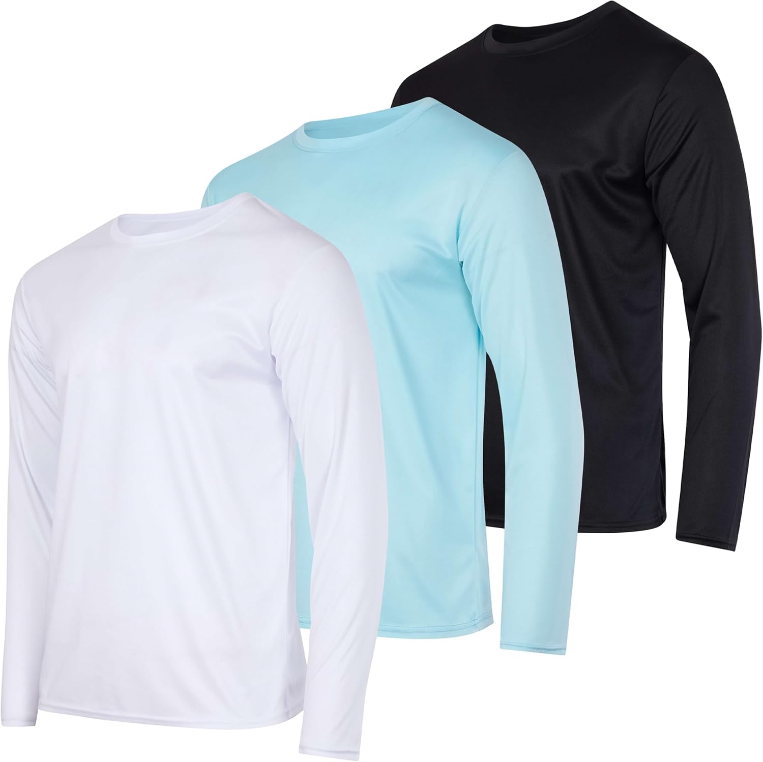 3 & 5 Pack: Men's Mesh Quick Dry Athletic Long Sleeve T-Shirt UV Sun (Available in Big & Tall)