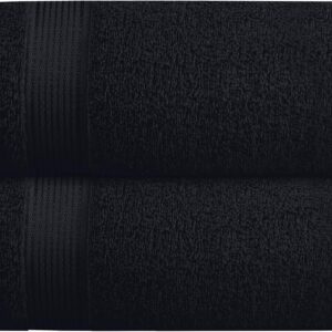 Cotton 2 Pack Oversized Bath Towel Set 28x55 inches, Large Bath Towels, Ultra Absorbant Compact Quickdry & Lightweight Towel, Ideal for Gym Travel Camp Pool - Black