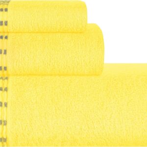 Ultra Soft 3 Pack Cotton Towel Set, Contains a Bath Towels 28x55 inch, a Hand Towels 16x24 inch & a Wash Coths 12x12 inch, Ideal Everyday use, Compact & Lightweight - Lime Yellow