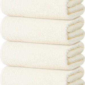 Pack of 4 Extra Large Bath Towels 30 x 60 Inches, 100% Cotton, Larger & Lighter Weight, Quicker to Dry, Super Soft and Absorbent, Perfect for Bathroom, Cream
