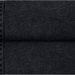 100% Cotton 2 Pack Oversized Bath Towel Set 28x55 Inches, Ultra Soft Highly Absorbant Compact Quickdry & Lightweight Large Bath Towels, Ideal for Gym Travel Camp Pool - Black
