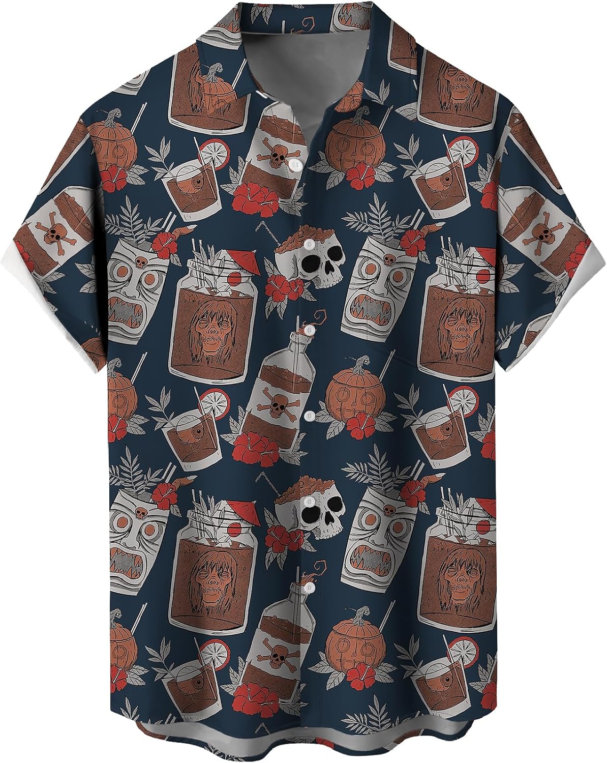 Men Short Sleeve Button Down Shirts Casual Printed Button Up Shirts Hawaiian - Image 2