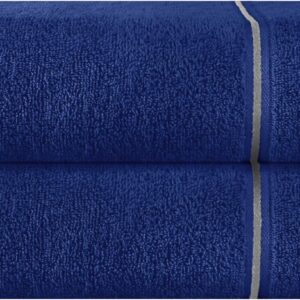 Cotton 2 Pack Oversized Bath Towel Set 28x55 inches, Large Bath Towels, Ultra Absorbant Compact Quickdry & Lightweight Towel, Ideal for Gym Travel Camp Pool - Navy Blue