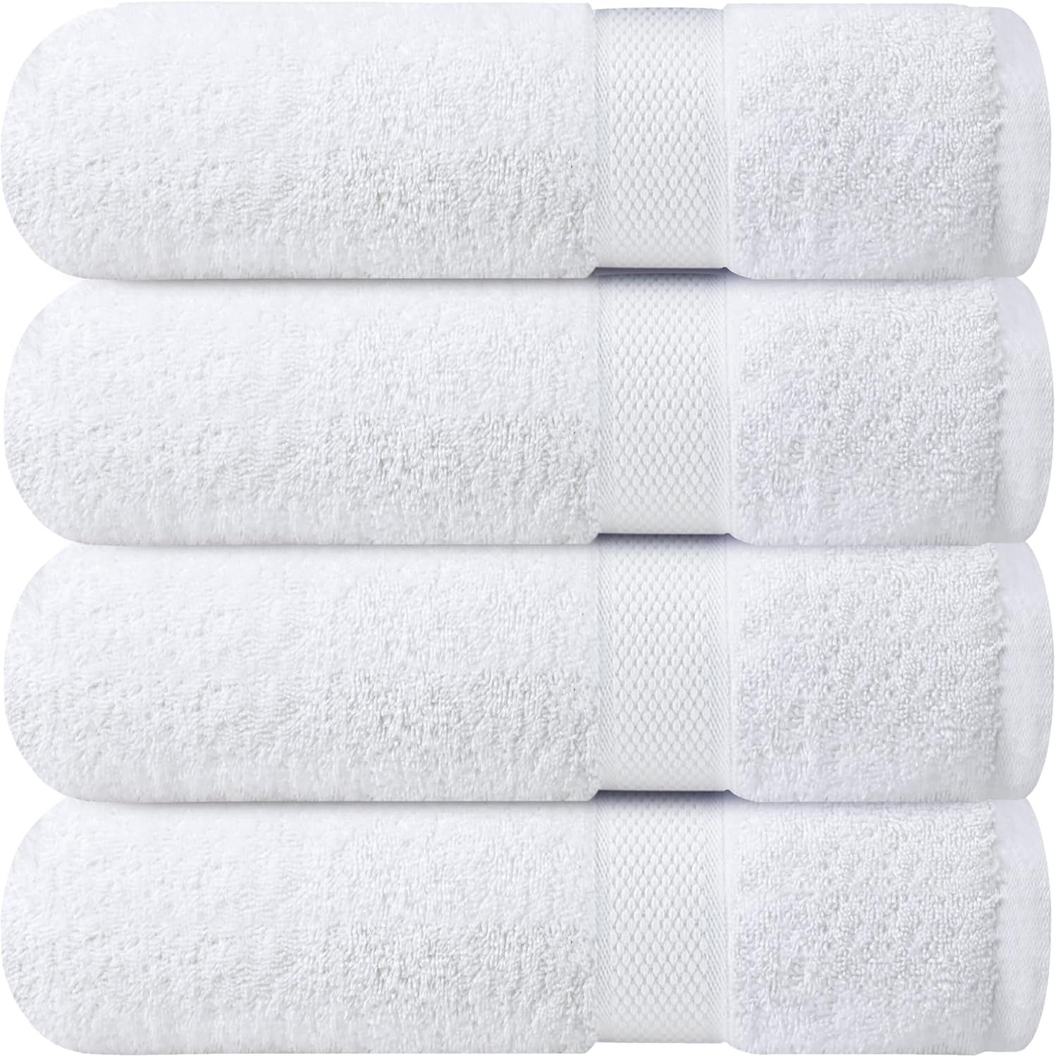 Luxury 100% Ring-Spun Cotton White Bath Towels Set of 4 (27x54 inches) – Soft, Absorbent & Quick-Drying Towels for Bathroom, Gym, Spa & Hotel Use (Brilliant White, Bath Towels)