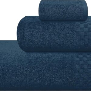 Ultra Soft 3 Pack Cotton Towel Set, Contains a Bath Towels 28x55 inch, a Hand Towels 16x24 inch & a Wash Coths 12x12 inch, Ideal Everyday use, Compact & Lightweight - Mineral Blue