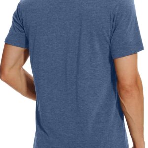 Men Henley Shirt Short Sleeve Summer T-Shirt with Pocket Solid Button Tee Top