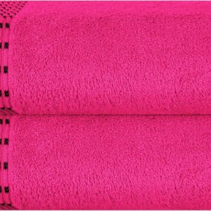 Cotton 2 Pack Oversized Bath Towel Set 28x55 inches, Large Bath Towels, Ultra Absorbant Compact Quickdry & Lightweight Towel, Ideal for Gym Travel Camp Pool - Hot Pink